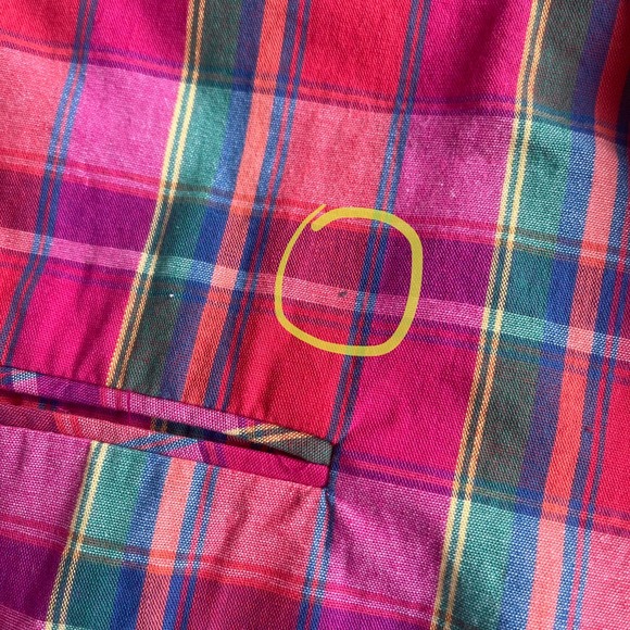 Vintage 90s rainbow plaid single breasted blazer oversized longline colorful M - Picture 8 of 17